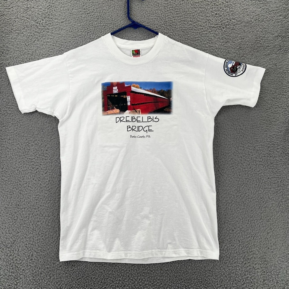 Vintage 90s FOTL T Shirt Dreibelbis Bridge Adult Large USA Single Stitch White